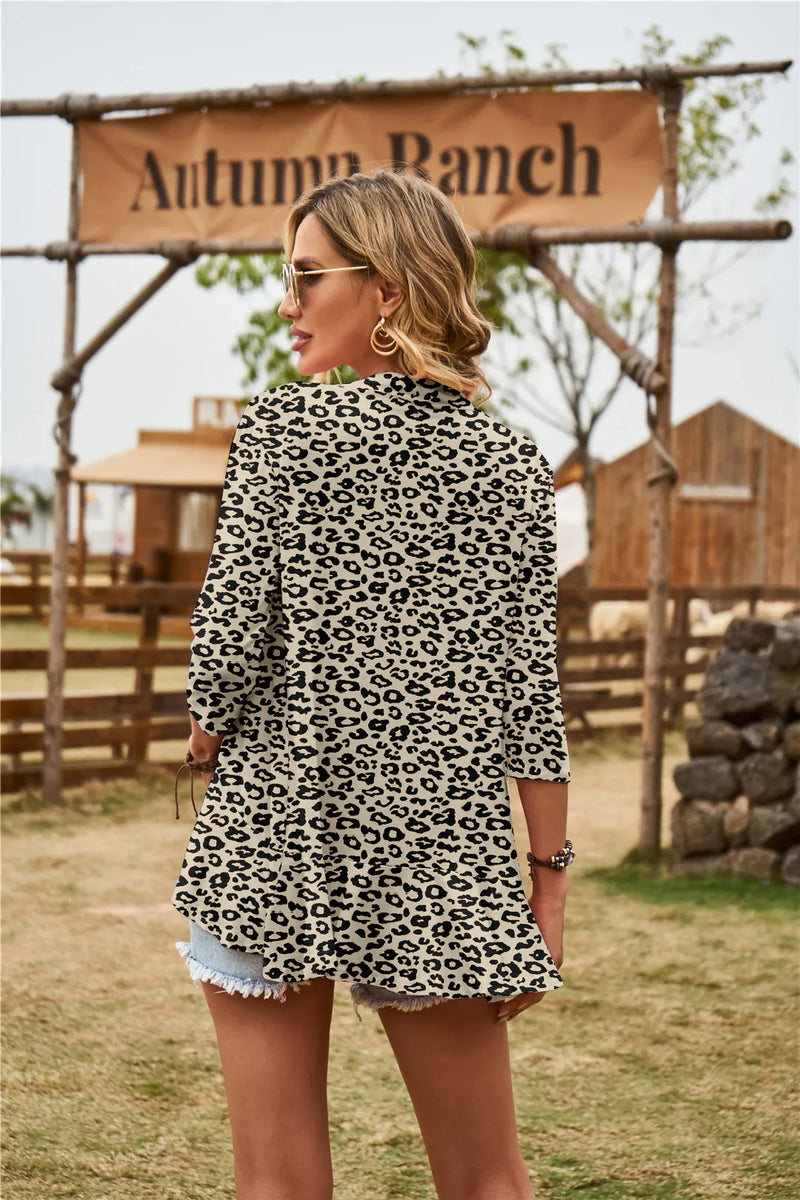 Leopard Print Open Front Cardigan