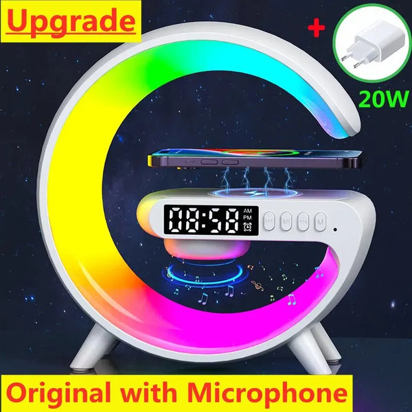 Mini Multifunction Wireless Charger Pad Stand Speaker TF RGB Night Light Fast Charging Station for iPhone Samsung Xiaomi Huawei